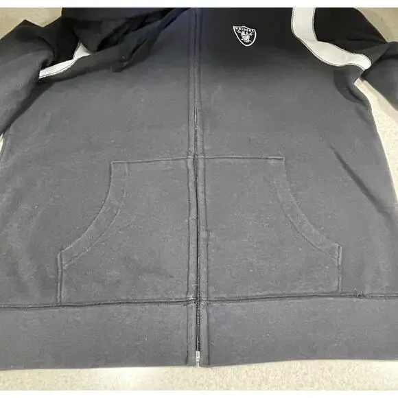 Reebok-Las Vegas Raiders Full Zip Fleece Jacket Silver & Black NFL Women’s Large - Picture 7 of 13